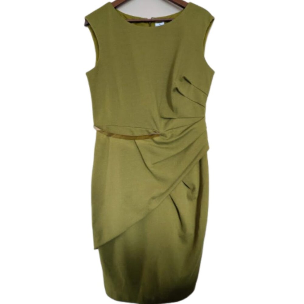 Melanie Lyne Crew Neck Ruched Ponte Sheath Dress Size 12 NWT - Picture 2 of 5